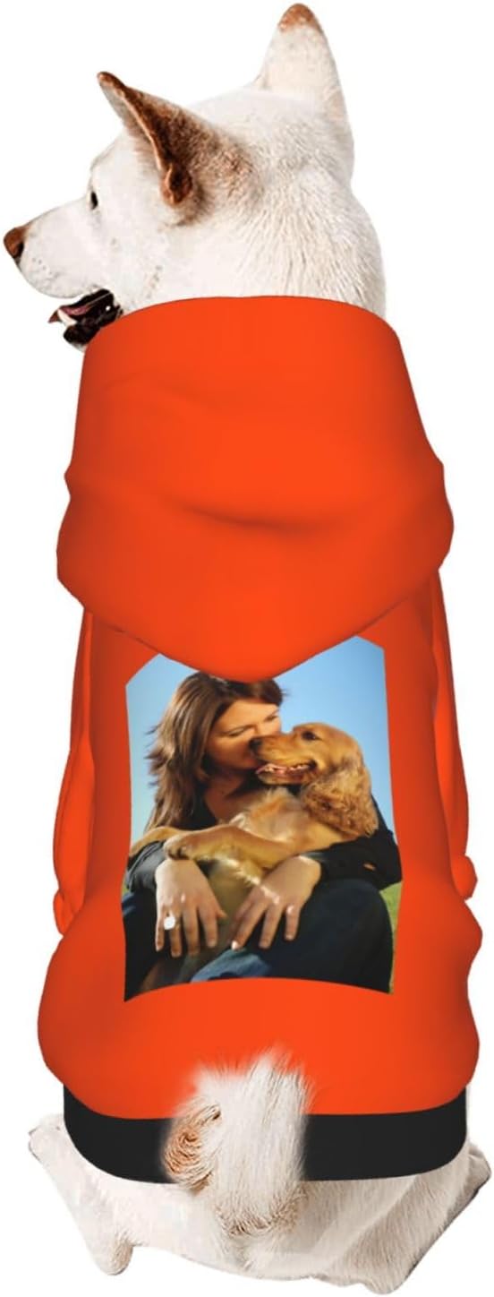 Custom Dog Hoodie Add Your Design Soft & Warm Personalized Photo Text Logo Name Dog Clothes for Puppy Sweatshirt Hooded for Small Medium Large Dogs Girl/Boy Cats OrangeRed