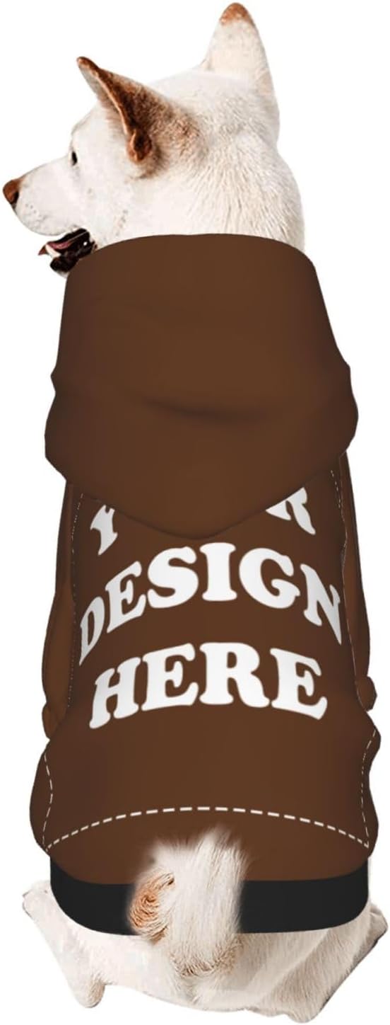 Personalized Chihuahua Dog Hoodie, Custom Pet Warm Sweatshirt Costume with Name Number Photo, Customize ID Clothes for Pupppy Kitten Dogs Cats, Chocolate, M