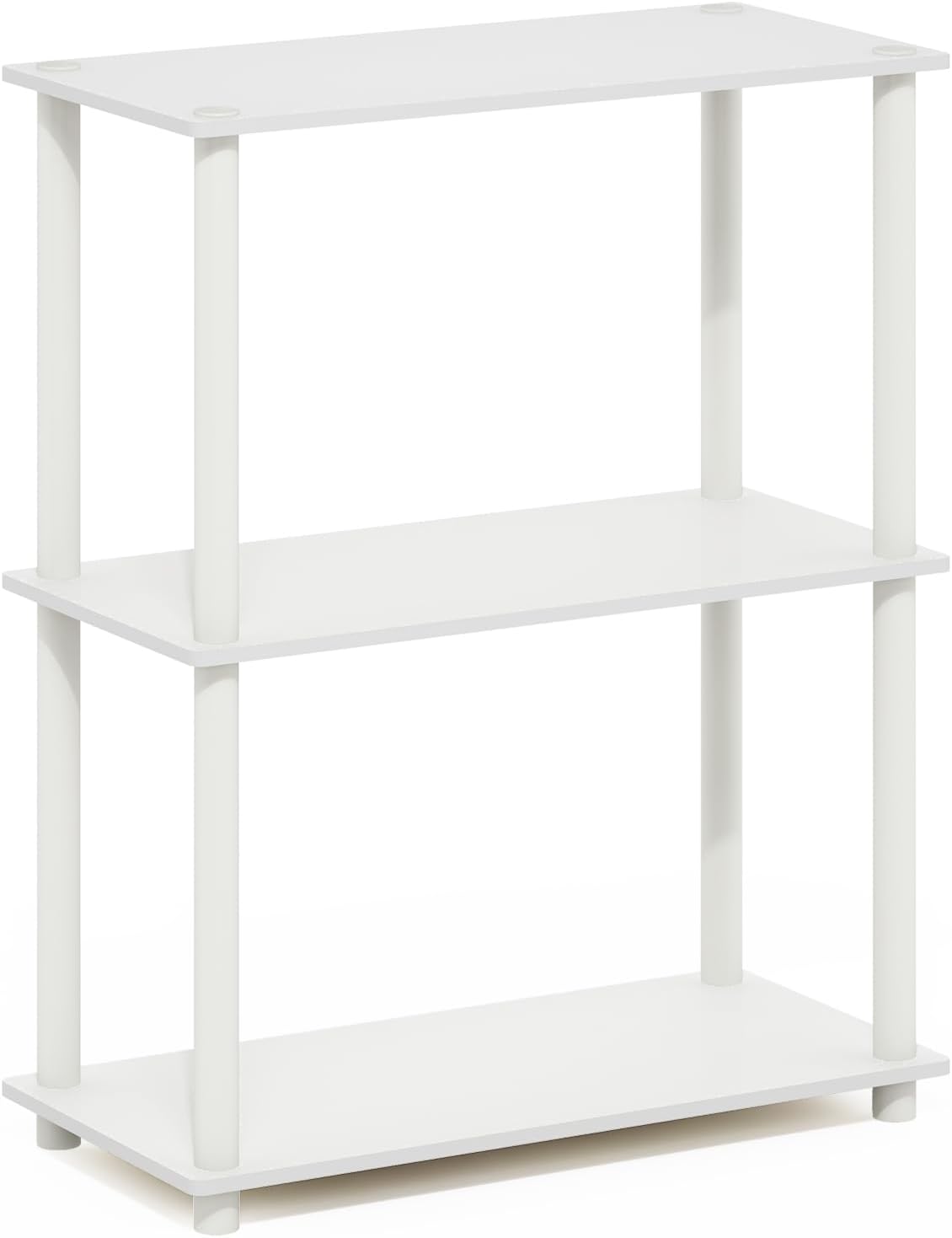 Furinno Turn-N-Tube Storage Shelves, 3-Tier Book Shelf, Corner Shelf, Toolless Open Shelves, for Organization and Storage, Living Room, Garage, Home Office, White