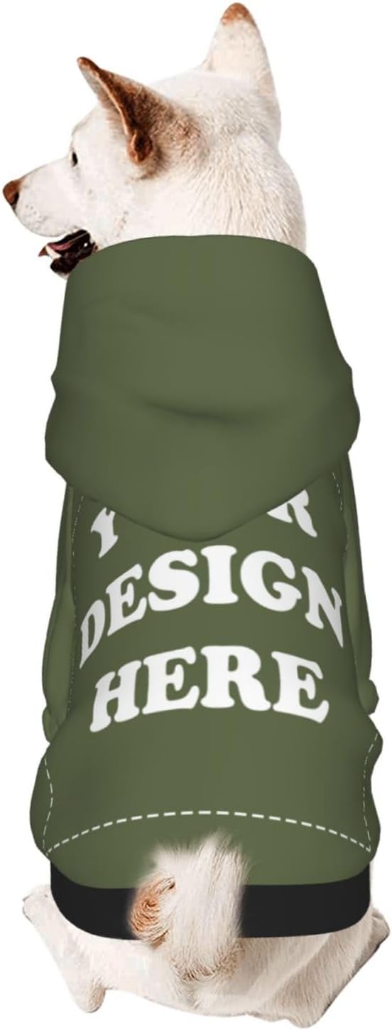 Personalized Dog Hoodie, Custom Dog Costumes for Small Dogs, Holiday Happy Dog Clothes Football Pet Shirt Sweater with Name Number for Girl/Boy Cats/Kitten, SageGreen, S