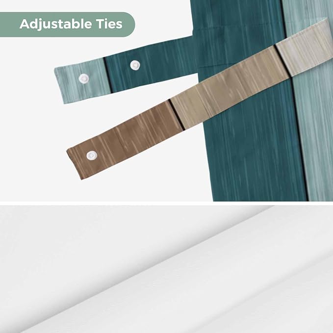 Teal Brown Tie Up Valance Curtains