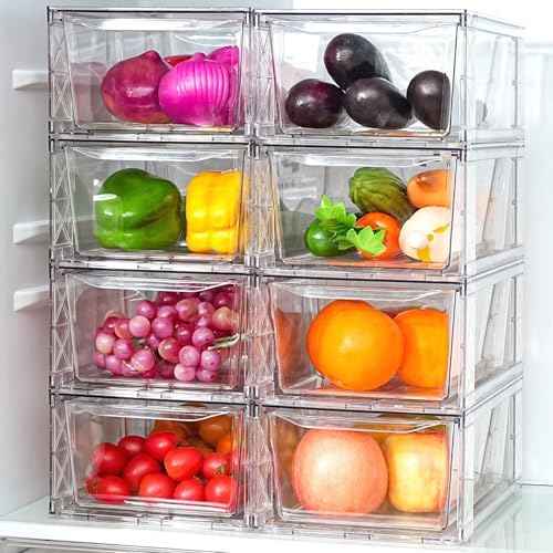 Clemate 8Pack Stackable Kitchen Storage Organizer,Pantry Organizers