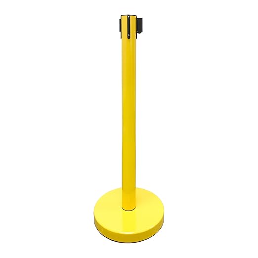 VIP Crowd Control Retractable Belt Stanchion Queue Safety Barrier Set, 36" Ht, 78" Belt (2 YEL Posts Yellow Belt)