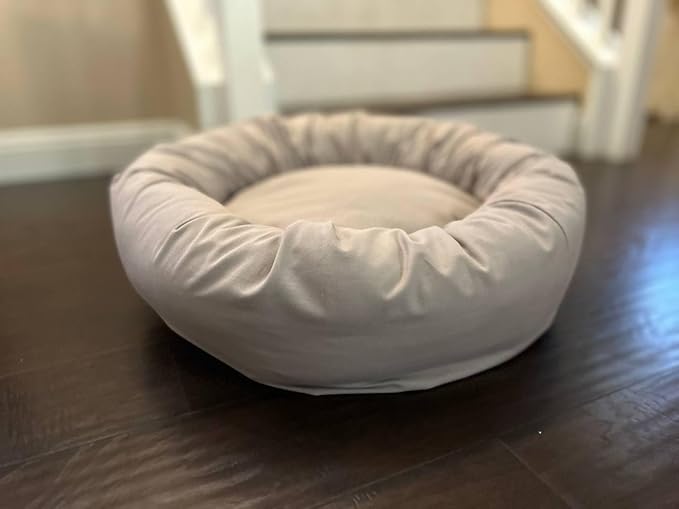 Organic Cotton Canvas Dog Bed: Removable Cover, Natural Fill - Made in USA (Gray, Large 35" x 8" inches)