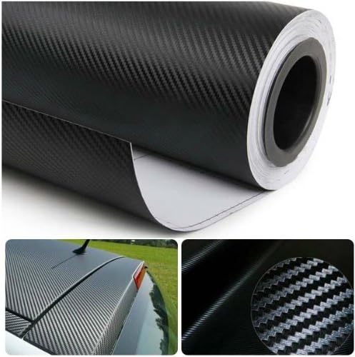3D Carbon Fiber Film Twill Weave Vinyl Sheet Roll Wrap (48" X 60", Black)
