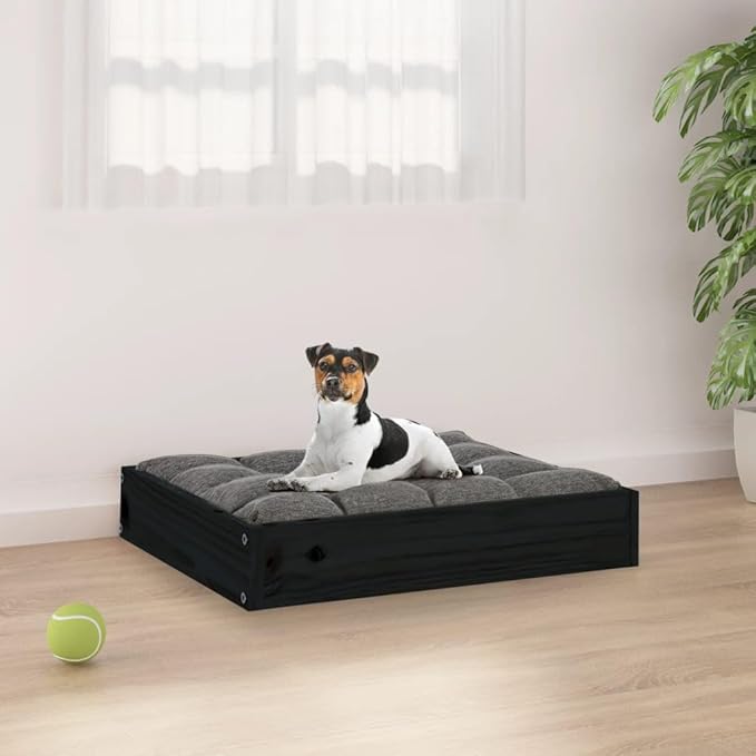 Minimalist Solid Pine Wood Dog Bed for Small Breed Pets, Durable Rectangular Frame 20.3 x 17.3 x 3.5 Inches, Modern Pet-Friendly Furniture with Easy Assembly for Indoor