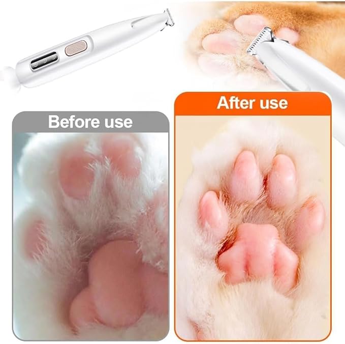 Furry Basics Pet Hair Trimmer,Dog Paw Trimmer with LED Light, Electic Paw Trimmer with Blade - Waterproof, Rechargeable, Low Noise Pet Hair Shaver for Dogs and Cats