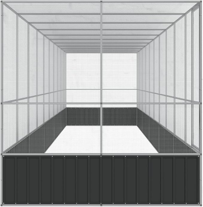 Large Bird Aviary with Extension, Outdoor Galvanized Steel Bird Cage, Galvanized Steel Outdoor Bird Aviary, Mesh Fence Bird House for Small Animals, 409.1"x81.5"x83.5"