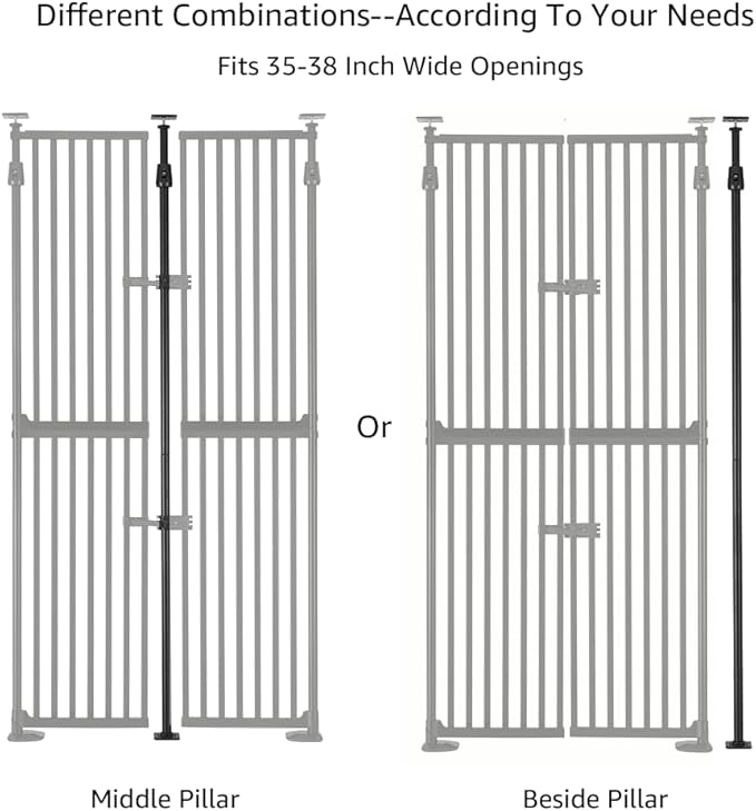 unipaws 75" High Extra Tall Cat Gate, Auto Closing and No Drilling Safety Gate for Doorway Hallway Stairs, Cat Dog Proof, Fit for 35"-38" Wide Opening, Indoor Use, Black