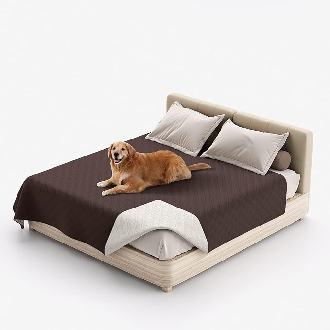 Waterproof Dog Bed Covers for Couch Protection, Water-Resistant Soft Dog Pet Blanket Anti-Slip Dog Blanket for Bed, for Furniture Bed Couch Sofa (Brown,82x82inch)