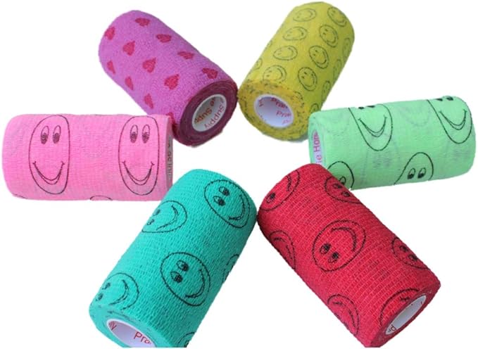 Prairie Horse Supply 3 Inch Vet Wrap Tape Bulk (Assorted Patterns) (Pack of 12) Self Adhesive Adherent Adhering Flex Bandage Grip Roll Dog Cat