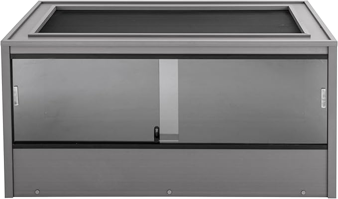 New Age Pet ECOFLEX Two Large Reptile Enclosures with Matching Stacker and Low Cabinet Stand Set in Grey