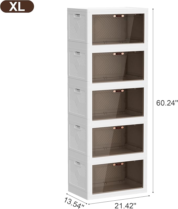 JOYMOOP 198 Qt Stackable Storage Bins with Lids, Closet Organizers and Plastic Storage Drawers for Home, 3 Pack Cubes