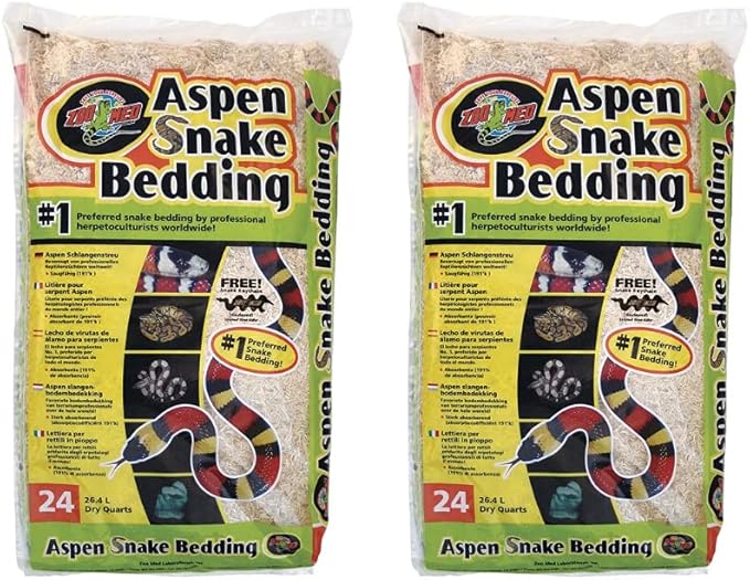 DBDPet (2 Pack) Aspen Snake Bedding - 24 Quart Bags - Perfect Bedding for Snakes - Includes Pro-Tip Guide