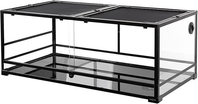 REPTI ZOO 85 Gallon Glass Terrarium, 48" x 24" x 18" Detachable with Double Hinge Door & Screen Ventilation, 2 in 1 Large Reptile Terrarium