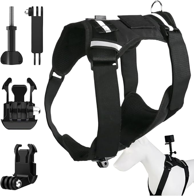 Pet Camera Harness,Adjustable Pet Secure Bracket - Puppy Camera Strap Harness Holder,for Small Medium Large Outdoor Walking Training Daily Travel Sports