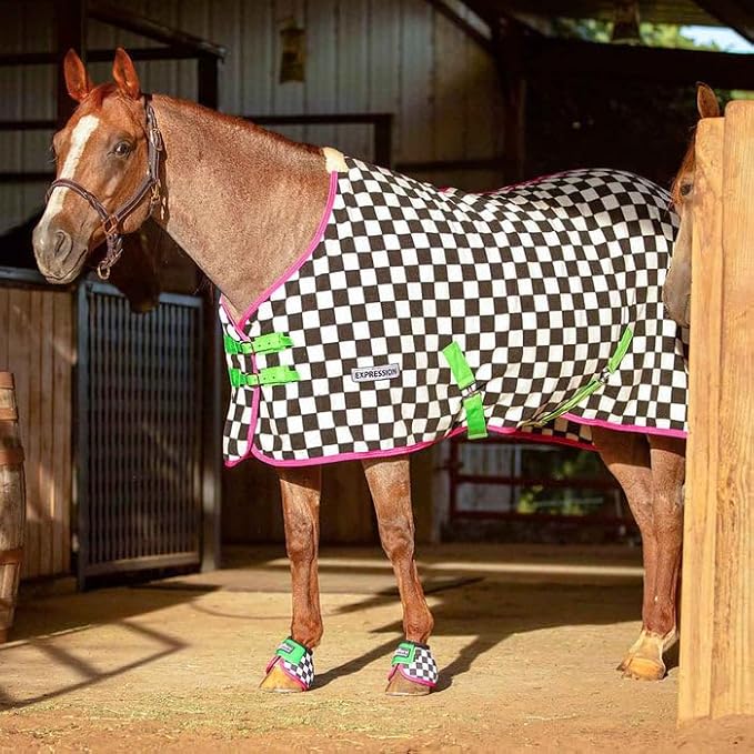 Jeffers Expression Fleece Cooler for Horses, Standard Neck, Skater Cowgirl 75"- Equine Towel Blanket, Moisture Absorbent, Light Weight, Best for Drying, Exercise, Bathing, Adjustable Belly Bands
