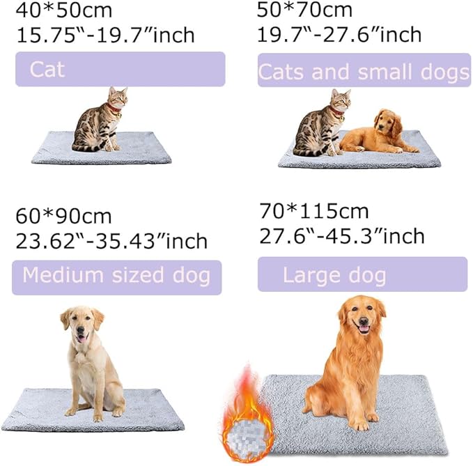 heated cat bed Self Warming Cat Bed Self Heating Cat Dog Mat Advanced Extra Warm Thermal Pet Pad for Indoor Outdoor Pets with Removable Cover Non-Slip Bottom Washable Non Electric brown 23.6*35.4inch