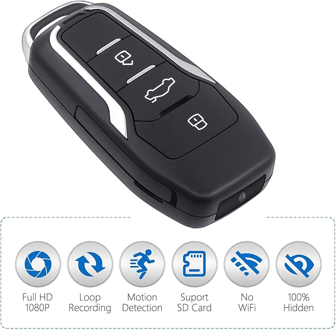 1080P Body Camera, Pet Cam,Key Fob Mini Security Camera with Motion Activation for Home Protection (SD Card Not Included)