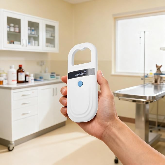 Pet Microchip Reader, Handheld Scanner 134.2Khz, 0-15 Cm Reading, OLED Display, Compatible with Emid Fdx-B, for Pet Identity Tracking