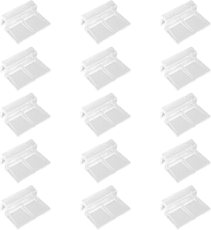 15 Pcs Rimless Aquarium Lid Clips for 5-6mm Glass, Clear Acrylic Aquarium Cover Support Clamps for Fish Tank Lid Holder, Plastic Tank Top Clips for Glass Canopy or Piscine Hoods and Covers