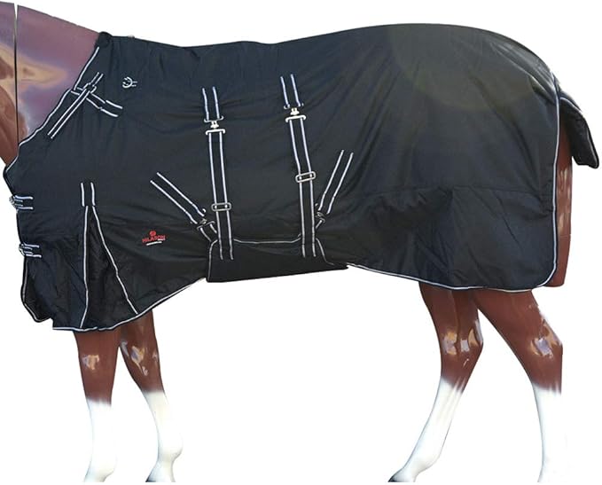Black 84 in HILASON 1200D Winter Waterproof Poly Horse Turnout Blanket Belly Wrap
