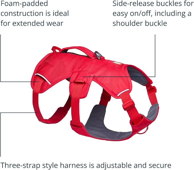 Ruffwear, Web Master, Multi-Use Support Dog Harness, Hiking and Trail Running, Service and Working, Everyday Wear, Red Canyon, Small