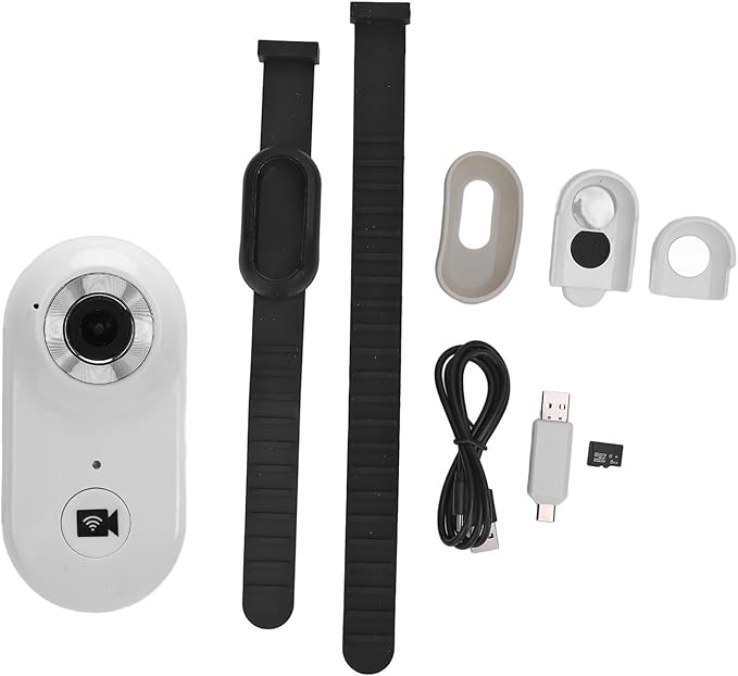 Hd 1080p Mini Pet Collar Camera with 8g Memory Card - Action Camera for Cats & Dogs, Ideal for Outdoor and Indoor Recording White