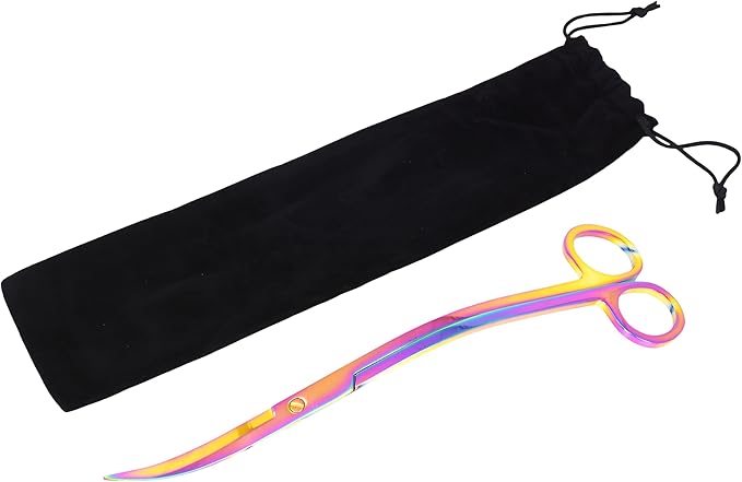 Mandala Crafts Rainbow Stainless Steel Curved Aquarium Scissors for Trimming Aquatic Plants – Wave Aquascape Scissors for Fish Tanks, Hospital Tanks, Goldfish Bowls, Aquariums, and Terrariums