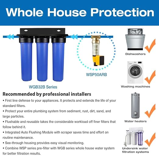 iSpring Whole House Water Filter System, Highly Reduces Sediment, and up to 99%