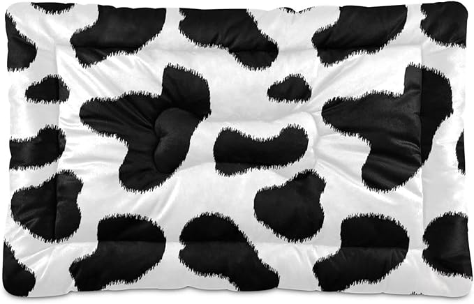 Cow Print Pet Bed Cute Dog Bed Mat Absorbing Non Slip Pad Pet Sleeping Mat for Small, Medium, and Large Dogs Puppy Cat 24 in x 18 in
