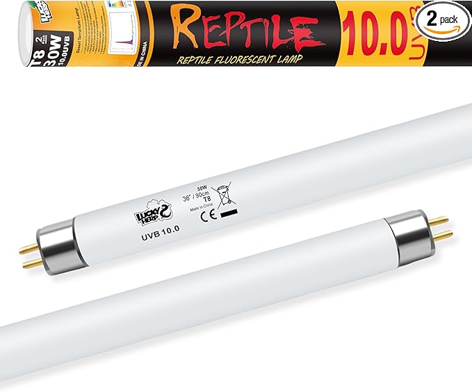 LUCKY HERP T8 30W UVB 10.0 Reptile Light, UVA UVB Reptile Light Bulb 2 Pack, Fluorescent Lamp for Reptiles Amphibians Lizards Chameleons
