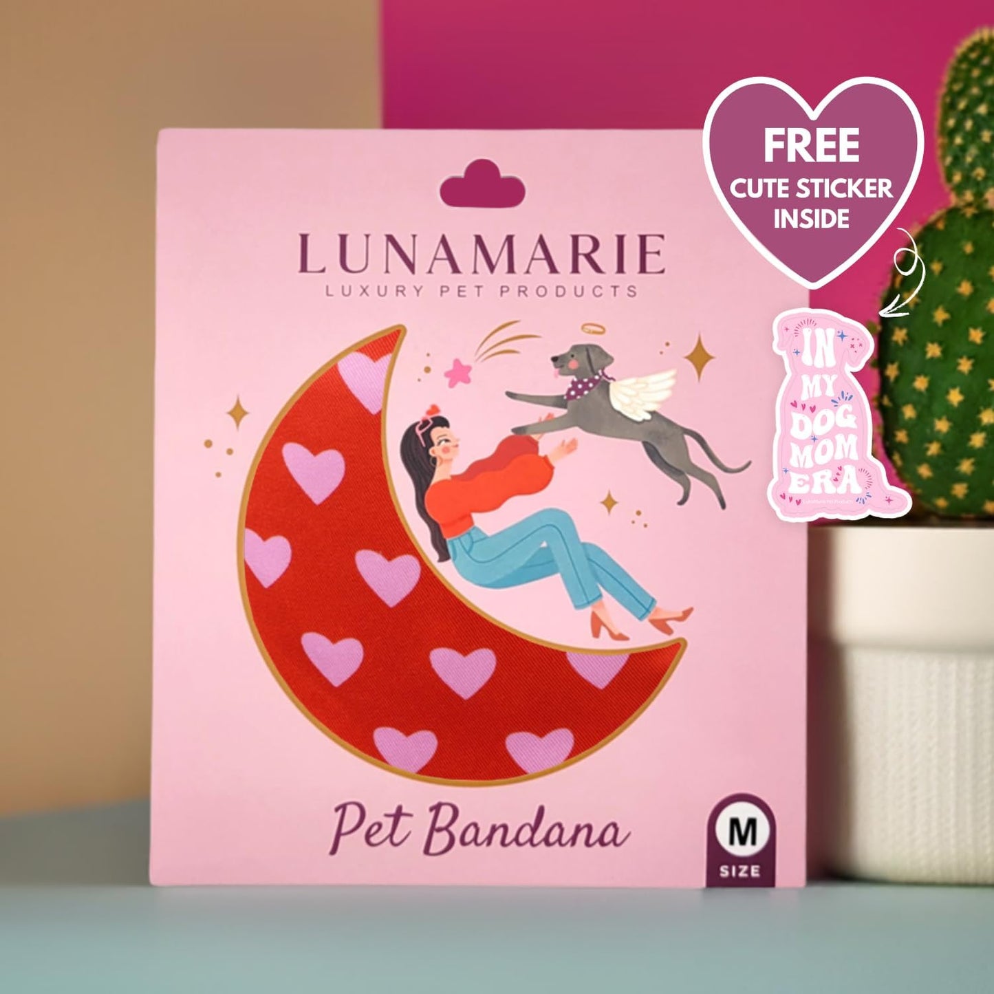 LunaMarie - Luxury Pet Birthday Bandanas -Premium & Silky Poly Fabric | 100% Handmade | Custom Shape Dual Layered (Evie Hearts, X-Small)