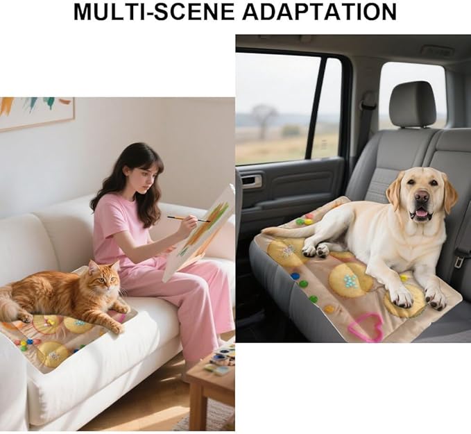 Christmas Muffins Dog Bed Non Slip Waterproof Bottom Personalized Dog Bed Chew Proof Pet Mats Washable Travel Multi Scenario Pet Friendly Furniture 36× 24 Inch
