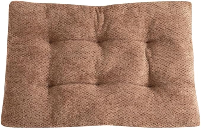 Washable Dog Bed for Large Breeds, Extra Cushioned Crate Mattress with Removable Fluffy Cover, Non-Slip Orthopedic Pet Pad, Machine Washable Kennel Mat(Khaki,L)