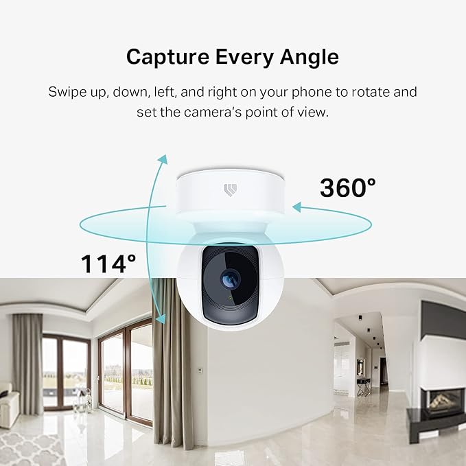 Kasa 2K+ Indoor Pan/Tilt Wired Security Camera - Works as a Baby Monitor & Pet Camera, Motion Detection & Tracking, 2-Way Audio, Night Vision, Subscription-Free Local Storage or Optional Cloud, KC410S