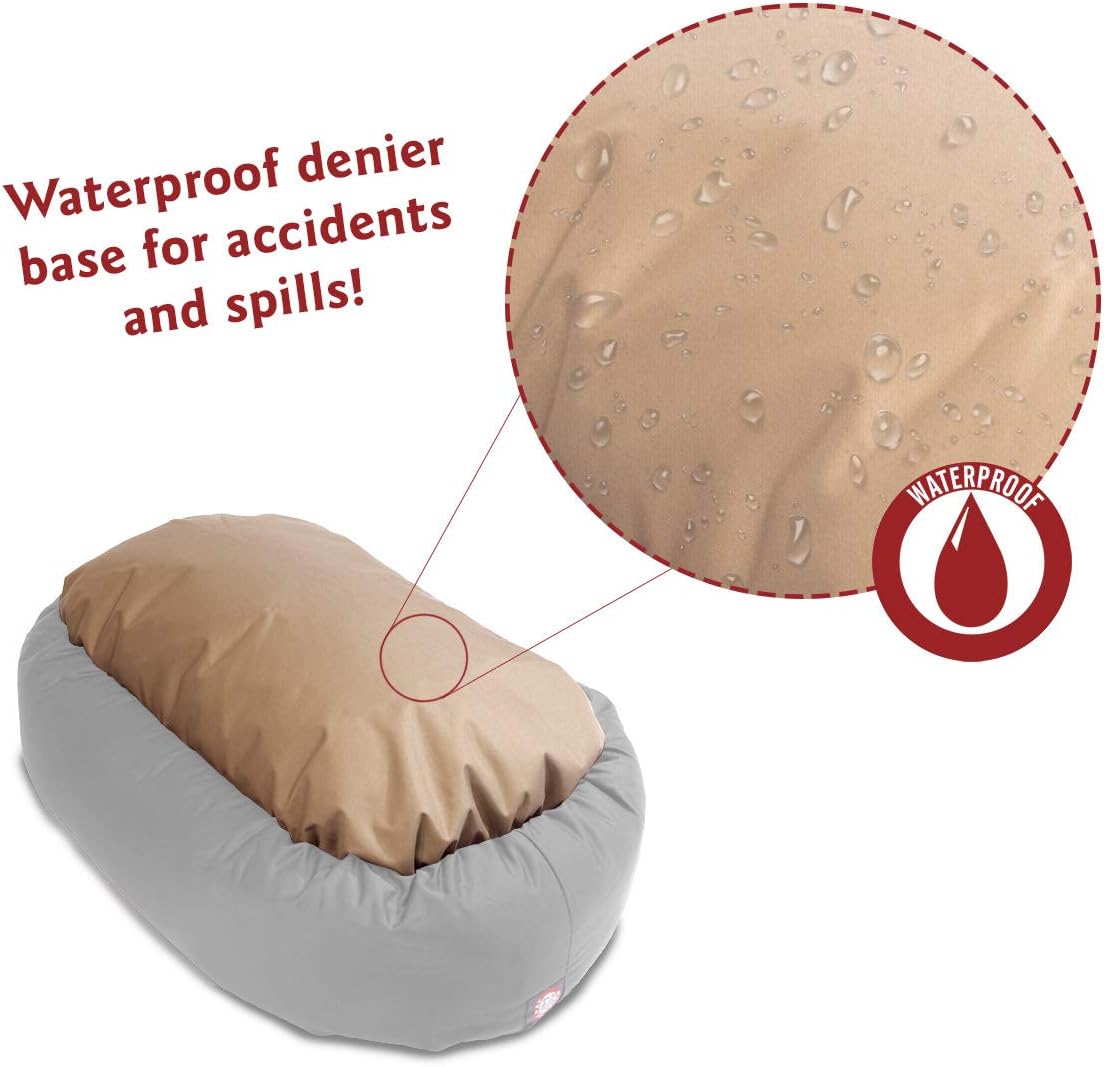 Majestic Pet 32 Inch Suede Calming Dog Bed Washable 32x23x7 (Inch) – Cozy Soft Round Donut Dog Bed with Spine Support for Dogs to Rest Their Head -Pet Bed Medium – Stone