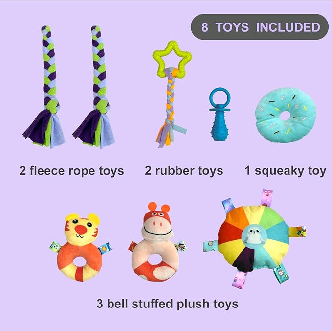 Puppy Play Gym for Small Dogs with 8 Hanging Toys, Jungle Playground with Interactive Funny Enrichment Toys to Keep Them Busy