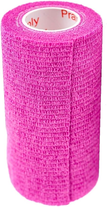 3 Inch Vet Wrap Tape Bulk (Fuchsia) (Pack of 6) Self Adhesive Adherent Adhering Flex Bandage Grip Roll for Dog Cat Pet Horse