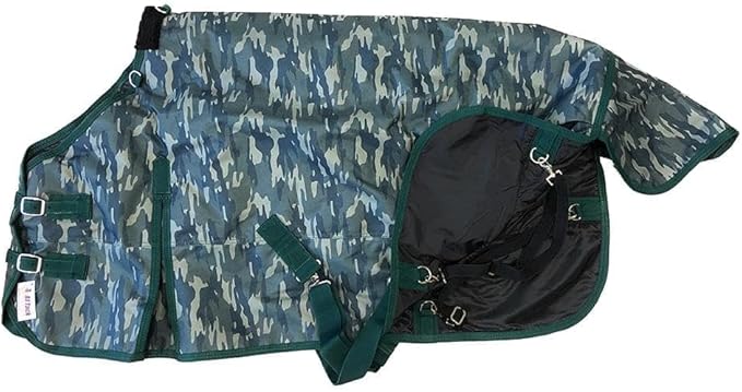 AJ Tack 1200D Waterproof Winter Pony Blanket - 300g Heavyweight Turnout with Fleece Collar, Shoulder Gussets & Tail Flap - Black 54"