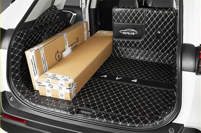 Trunk Mat for Mercedes GLC SUV 5 Seater 2023-2025(Non for Hybrid) GLC260 GLC250 GCL300 GLC350 GLC450 Full Cover Cargo Mat+Backrest Cover+Both Sides Panel Replacement -Black w/Red Stitching