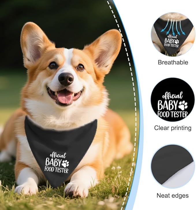 Official Baby Food Tester Funny Dog Bandana Pregnancy Announcement, Pregnancy Dog Bandana, Pet Scarf Accessories for Dogs Lovers Baby Gender Reveal Ideas, Dogs Pet Lovers Gifts