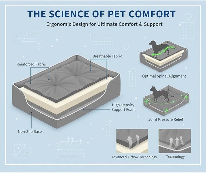 Pet Bed & Dog Beds: Waterproof Dog Bed for Small/Med/Large Dogs/Cats Premium Oxford Cloth, All-Season, Bite-Resistant, Shape-Retaining, Thick PP Cotton, Quick Rebound, Urine-Proof (Small)