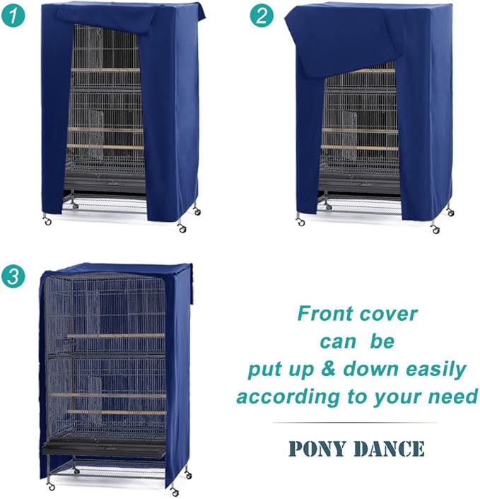 PONY DANCE Pets Product Universal Birdcage Cover Blackout & Breathable Birdcage Cover for Pets' Good Night, Small, Blue, 21 Inches L x 21 W x 28 H