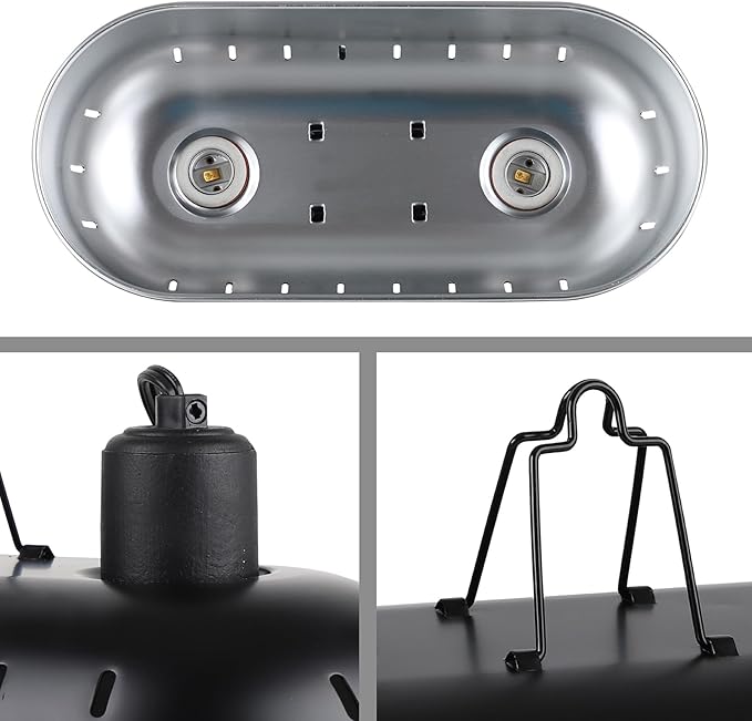DXOPHIEX 15 inch Dual Reptile Light Fixture, Max 150W Dual Dome Reptile Heat Lamp with 100W Basking Bulb&Infrared Heat Lamp, UVB Light Fixture for Terrarium and Tortoise Habitat