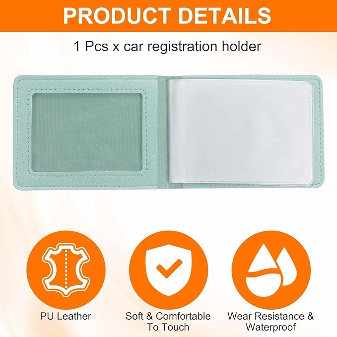 HARFINGTON Car Registration and Insurance Holder PU Leather Vehicle Glove Box Organizer Storage Accessories Car ID Holder with 8 Pockets for License ID Card Bank Card Documents, Blue