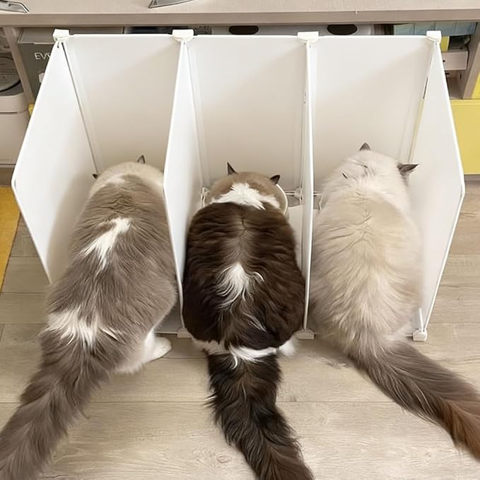 Indoor cat Restaurant/Feeding Area， Multi-cat Feeding Station， Cat Feeding Enclosure ，Shared Feeding Area for Multiple Cats,Adjustable
