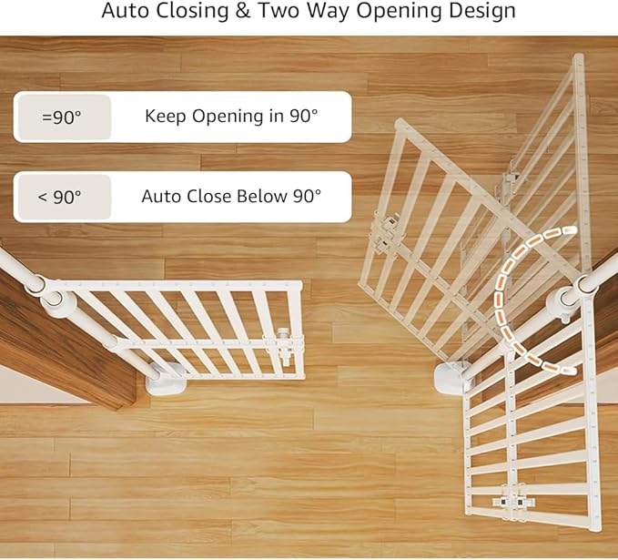 unipaws 86" High Extra Tall Cat Gate, Auto Closing and No Drilling Safety Gate for Doorway Hallway Stairs, Cat Dog Proof, Fit for 35"-38" Wide Opening, Indoor Use, White