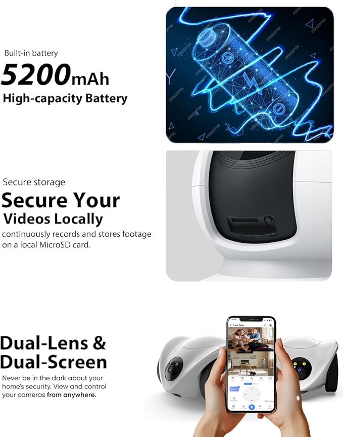 Robot Pet Camera with One-Tap Treat Dispensing | Mobile 360° Monitor, 2-Way Audio, and Smart Tracking | No Monthly Fees, Dual Cameras, Long Battery Life for Pet Care