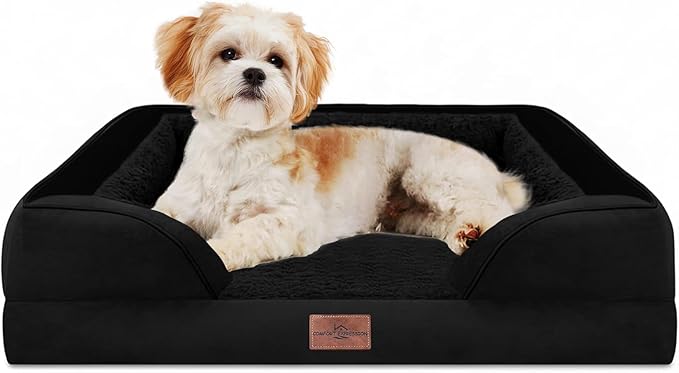 Comfort Expression Orthopedic Dog Bed for Medium Dogs 28x19 Inch, Waterproof Supportive Egg Crate Foam Medium Pet Bed with Removable Bolsters, Dog Couch with Washable Cover & Non-Slip Bottom, Black